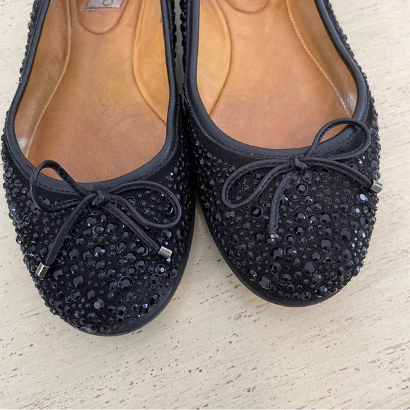 Jimmy Choo Weber Crystal Flats Rhinestone Jeweled Ballet Flat Shoes Size 37 1/2 - Picture 4 of 8